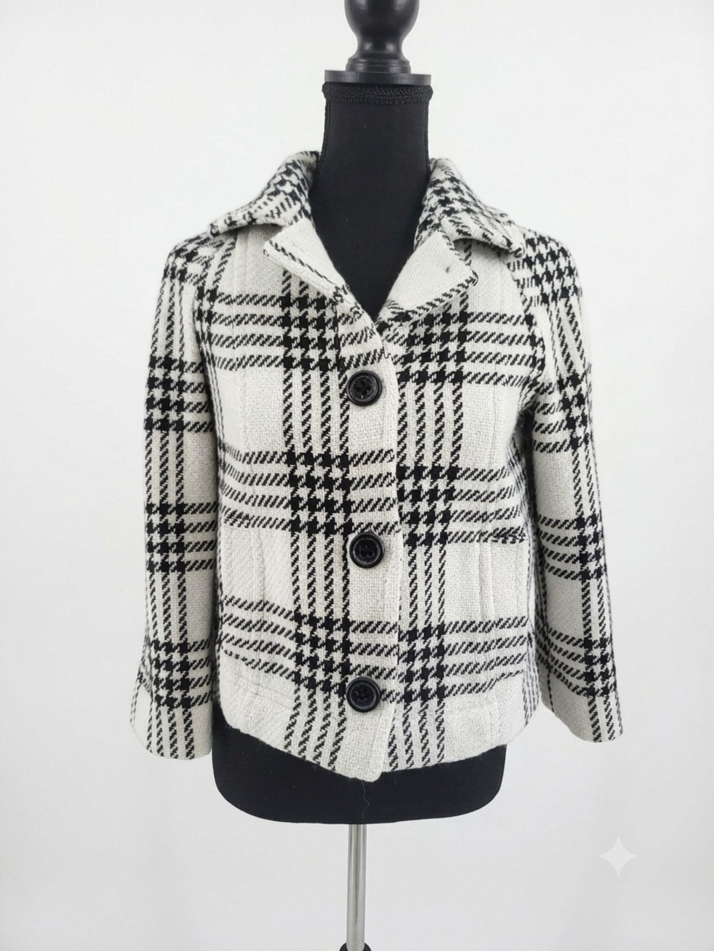 GAP Black and White Plaid Knit Jacket